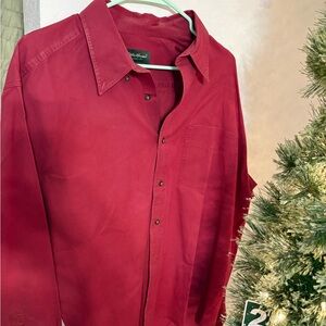 NWOT Eddie Bauer Men's Rich Red Button Down Shirt.